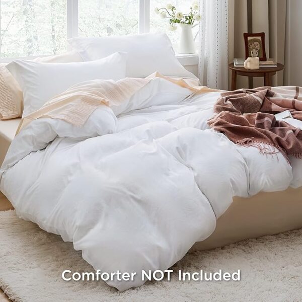 Bedsure White Duvet Cover Queen Size - 3 Pieces Prewashed Extra Soft Bedding Set, - Image 3